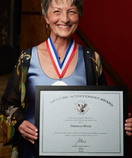 Deborah Myers with President's Volunteer Lifetime Award