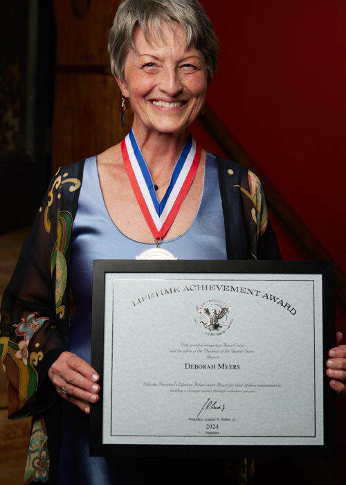 Deborah Myers with President's Volunteer Lifetime Award